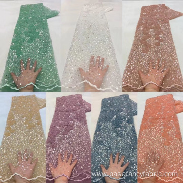 Latest Design Luxury Sequins Fashion Mesh Gold Embroidery Lace sequin beaded transparent sequin fabric